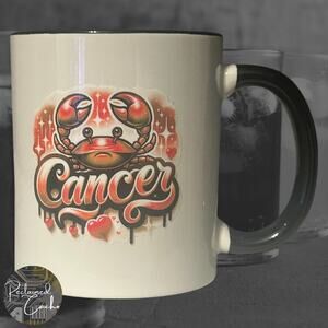 Orange Zodiac Cancer White and Black Mug